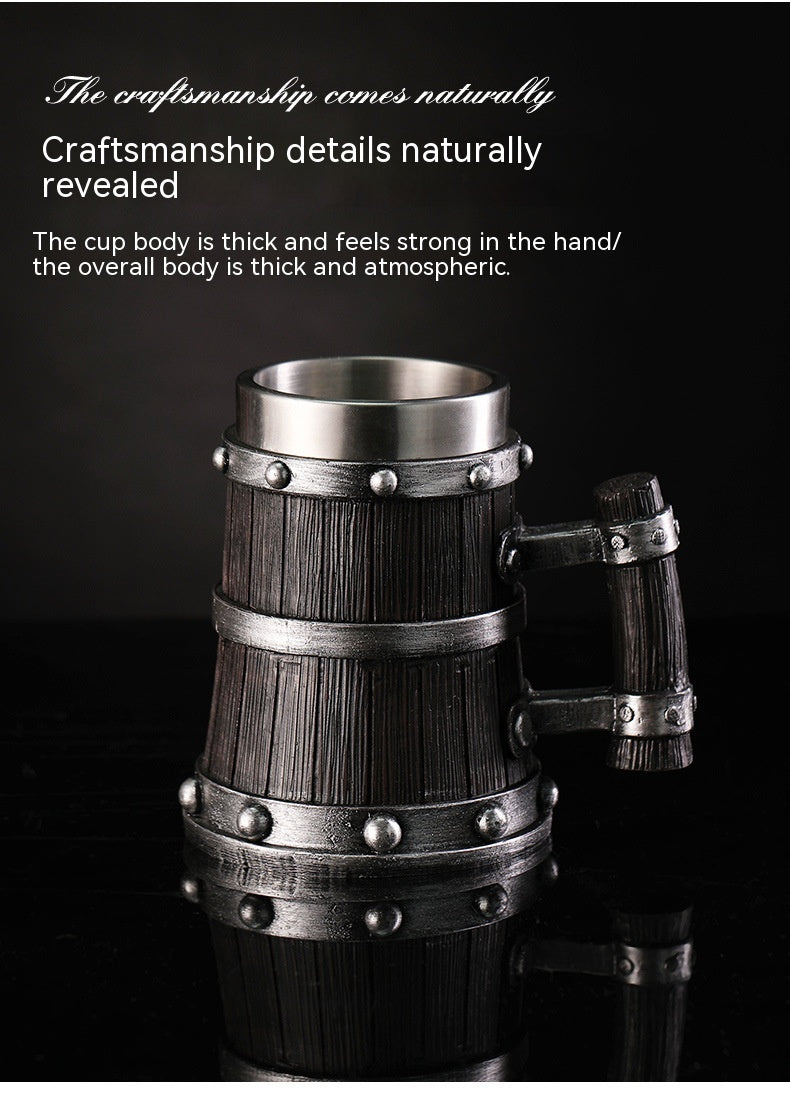 Large Capacity Beer Stein Mug with Handle - 600ML Stainless Steel Drinkware