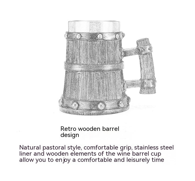 Large Capacity Beer Stein Mug with Handle - 600ML Stainless Steel Drinkware