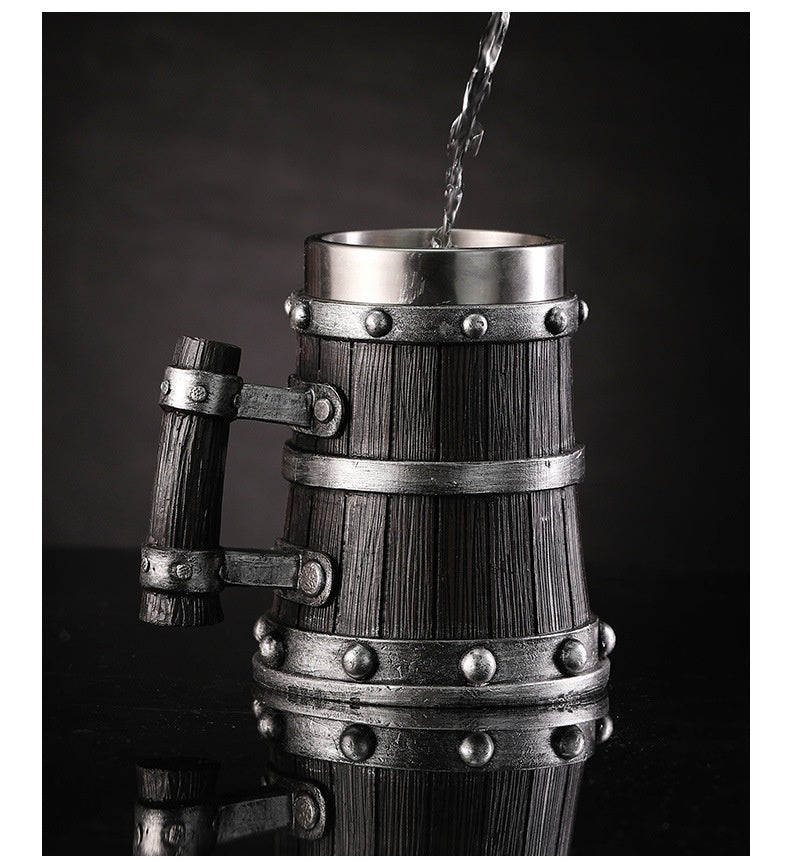 Large Capacity Beer Stein Mug with Handle - 600ML Stainless Steel Drinkware