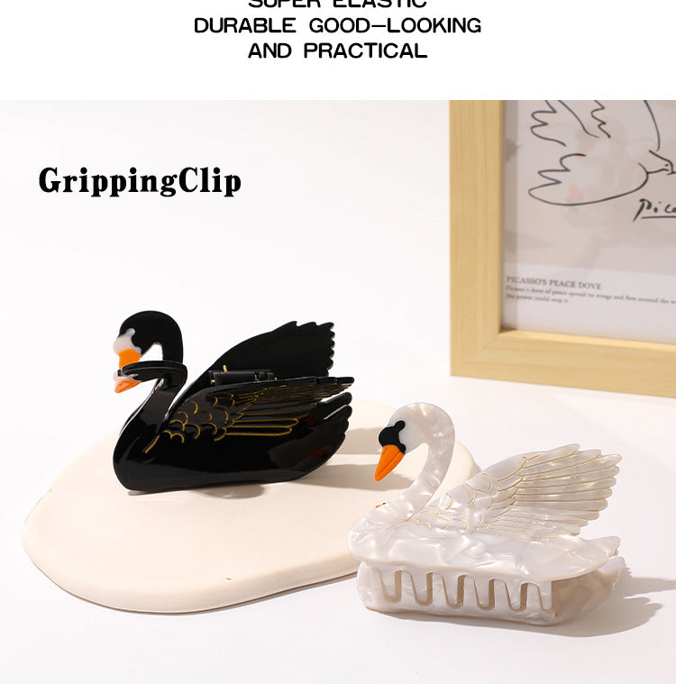 Medium Hair Clip with Swan Grip - Hair Accessory for Women