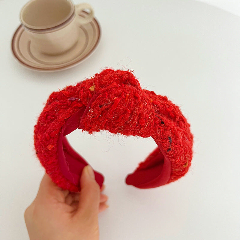 Wide Brim Hair Accessory with Knot Design - Multiple Colors