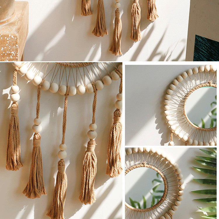 Hand-Woven Wooden Bead Tapestry for Home Decor - Pastoral Style