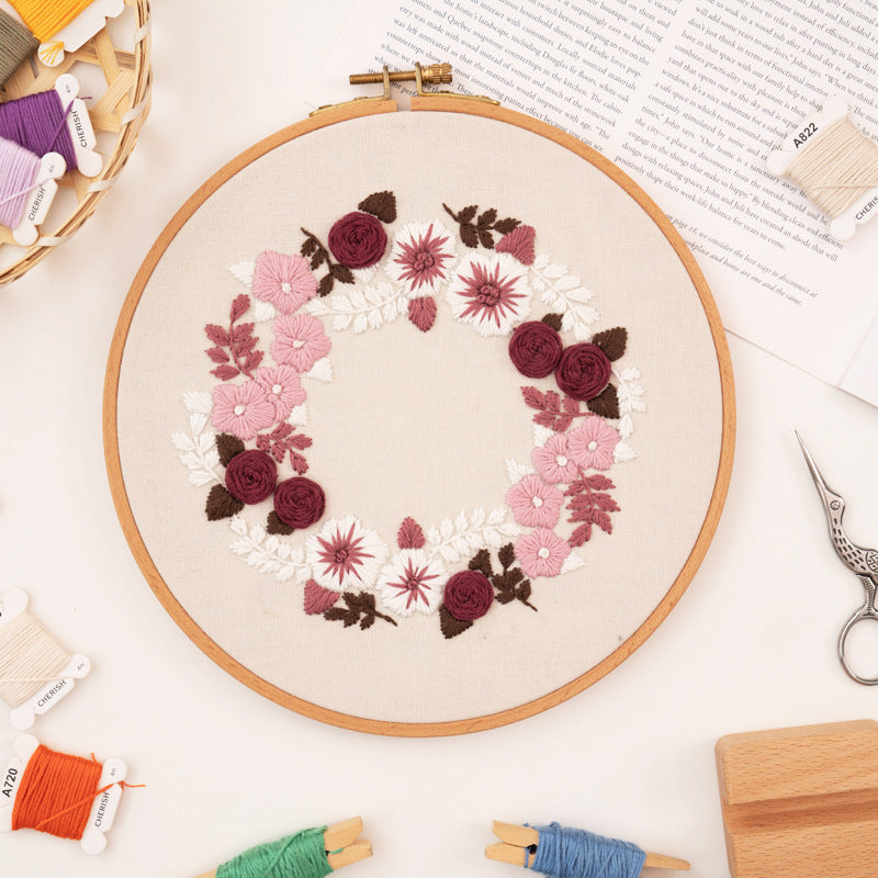 Embroidery Craft Kit with Patterns Thread Needle & Fabric - DIY Textile Art