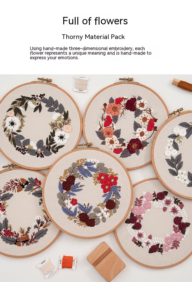 Embroidery Craft Kit with Patterns Thread Needle & Fabric - DIY Textile Art