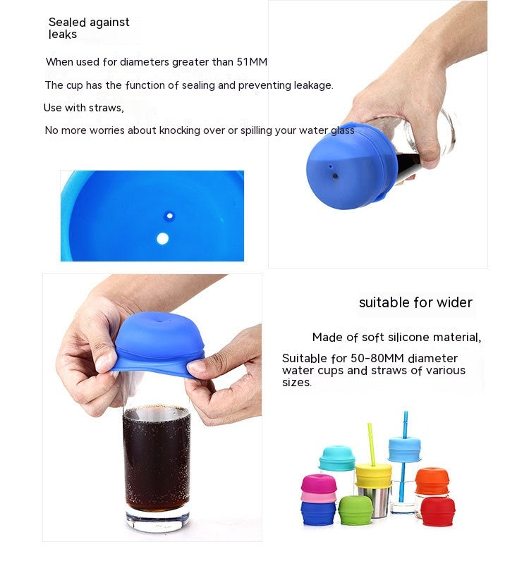 Anti-Spill Leak-Proof Silicone Straw Cup Lid for Baby & Kids - Multiple Colors