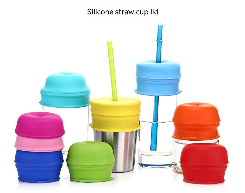 Anti-Spill Leak-Proof Silicone Straw Cup Lid for Baby & Kids - Multiple Colors