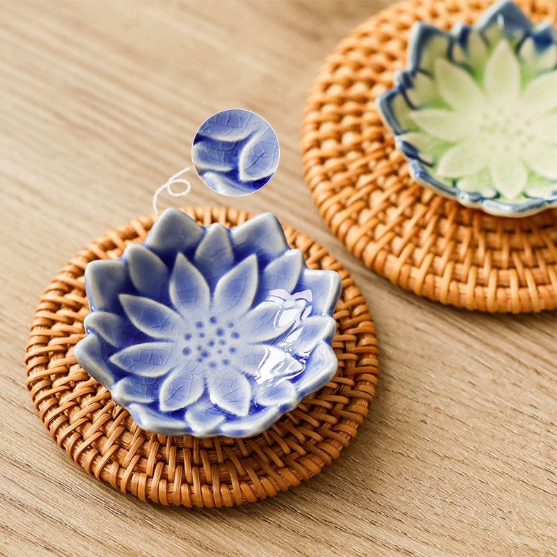 Ceramic Chopstick Shelf with Maple Leaf and Lotus Design - Kitchen Organizer