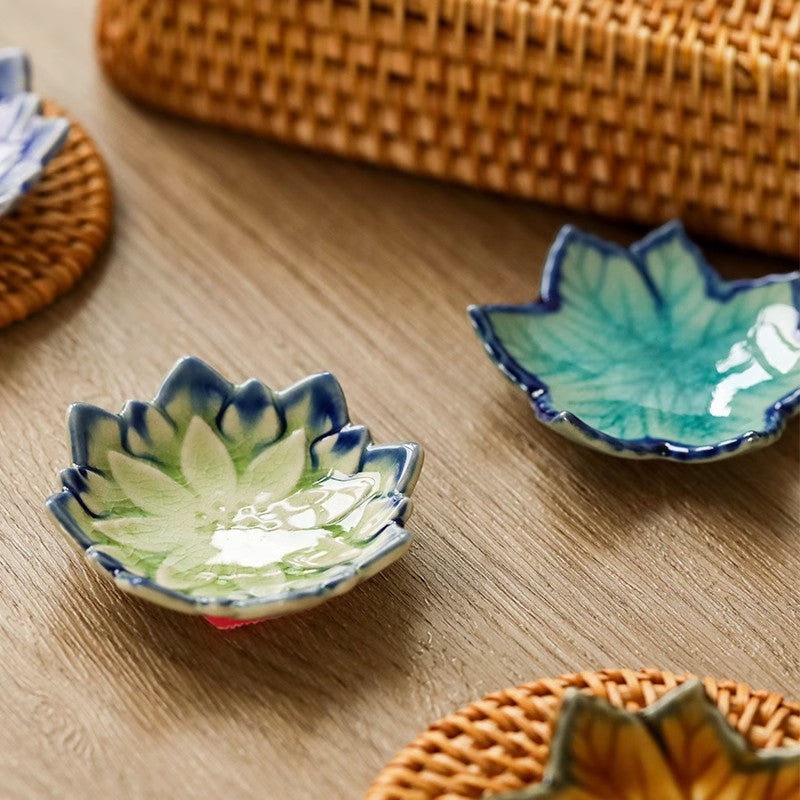 Ceramic Chopstick Shelf with Maple Leaf and Lotus Design - Kitchen Organizer