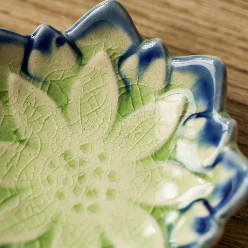 Ceramic Chopstick Shelf with Maple Leaf and Lotus Design - Kitchen Organizer