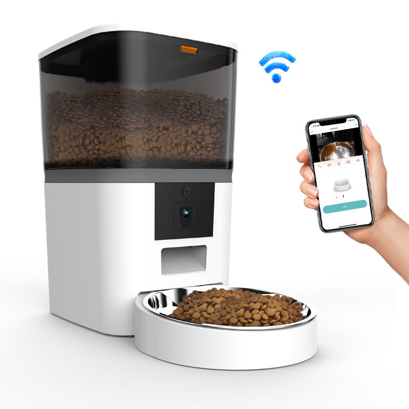 Pet Video Camera With Adjustable Feeding Dispenser for Dogs and Cats