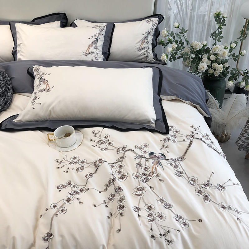 Chinese Style 100% Long-Staple Cotton Bed Sheet Set - Four-Piece Bedding