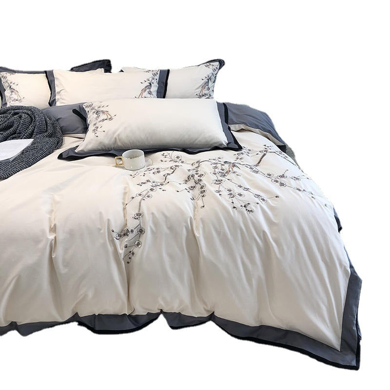 Chinese Style 100% Long-Staple Cotton Bed Sheet Set - Four-Piece Bedding
