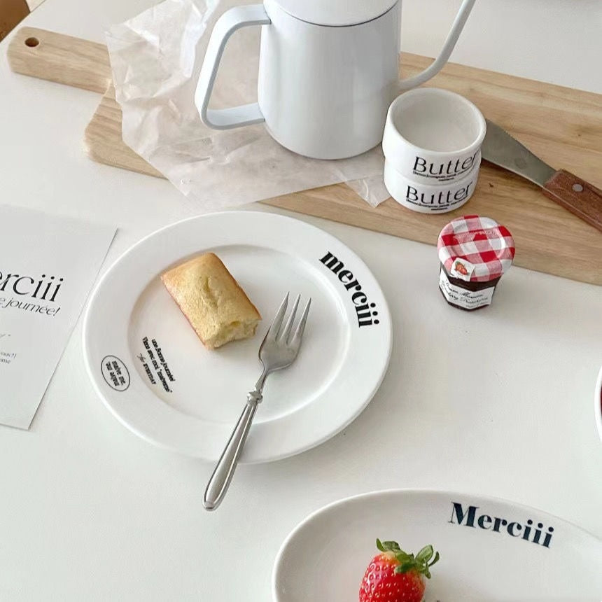 French Alphabet Ceramic Tableware Set - Adults Kitchen Dinnerware