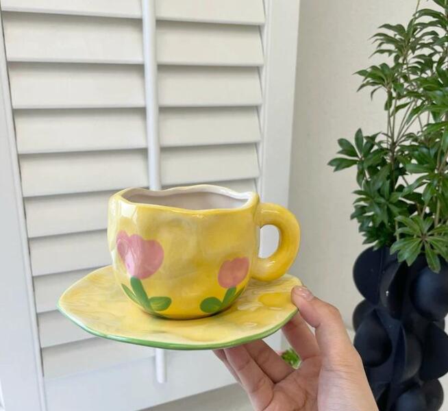 Vintage Floral Tea Cup and Saucer Set - 260ml Home Kitchenware