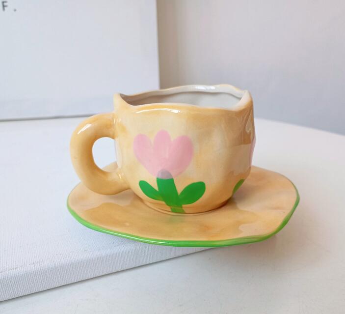 Vintage Floral Tea Cup and Saucer Set - 260ml Home Kitchenware