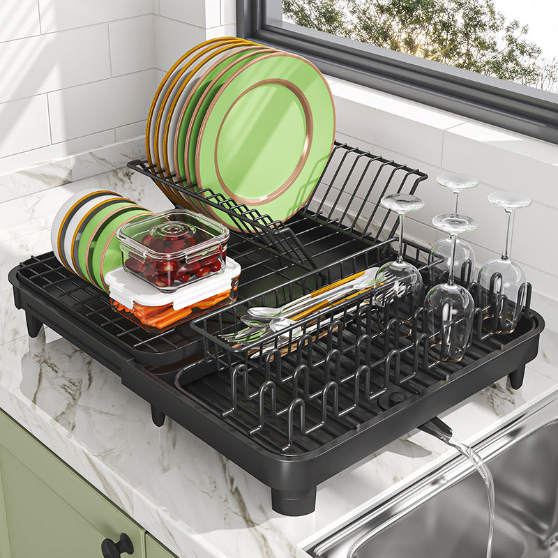 Kitchen Drain Rack Organizer - Multifunctional Detachable Steel Draining Dish Rack
