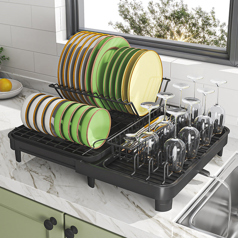 Kitchen Drain Rack Organizer - Multifunctional Detachable Steel Draining Dish Rack