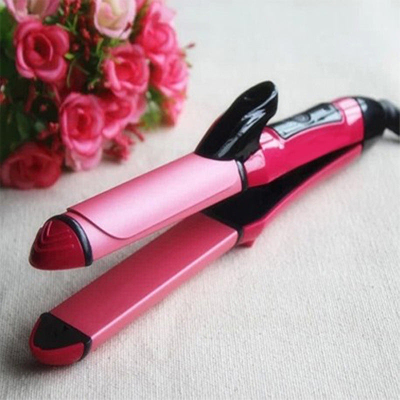 Dual-Use Hair Straightener and Curling Iron - Ceramic Glaze, Small Round Plug