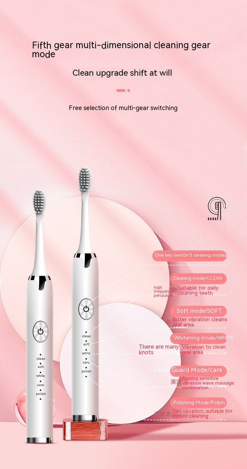Rechargeable Waterproof Electric Toothbrush with 3 Brush Heads