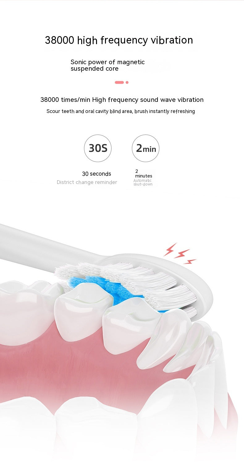 Rechargeable Waterproof Electric Toothbrush with 3 Brush Heads