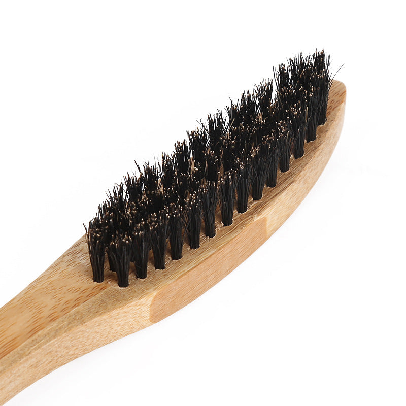 Men's Portable Beard Brush with Handle - Wooden Bamboo Grooming Tool