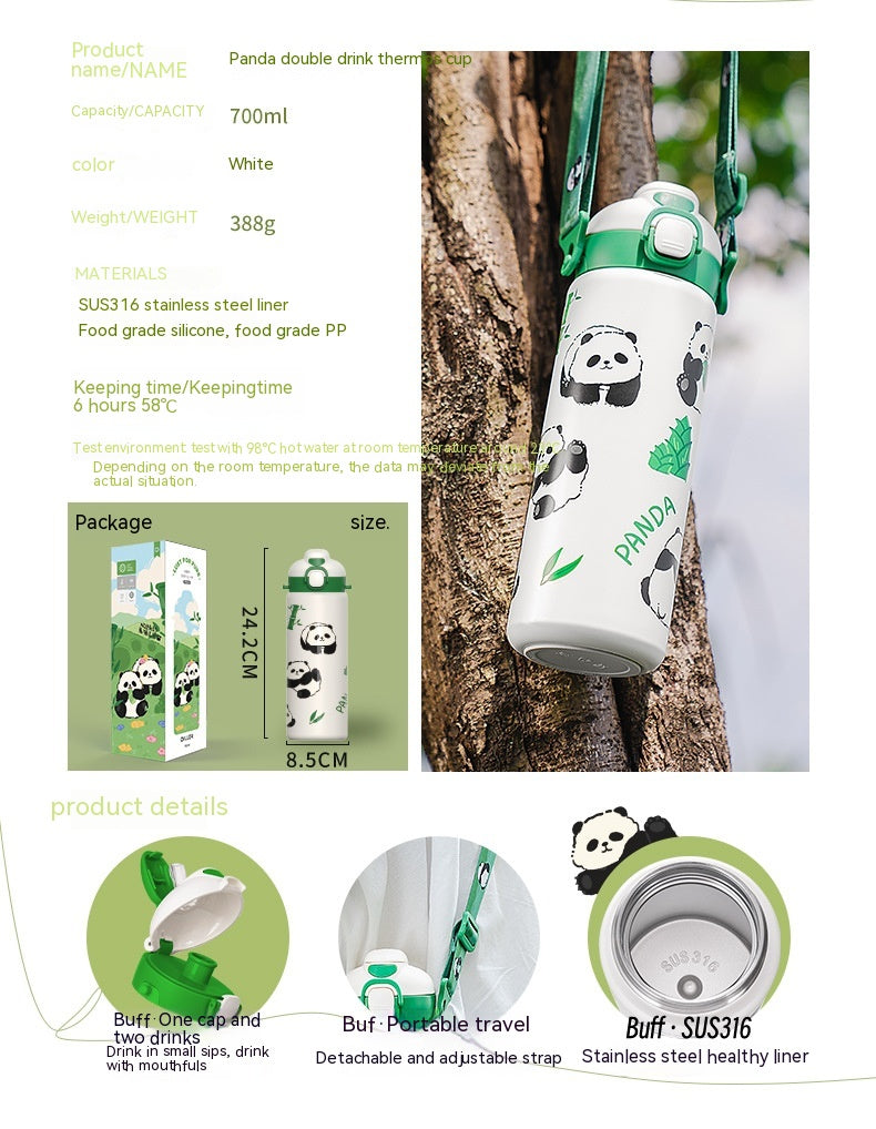 Insulated Panda Mug Stainless Steel Travel Water Cup Gift for Kids & Adults
