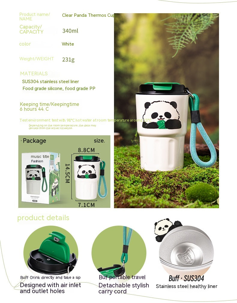 Insulated Panda Mug Stainless Steel Travel Water Cup Gift for Kids & Adults
