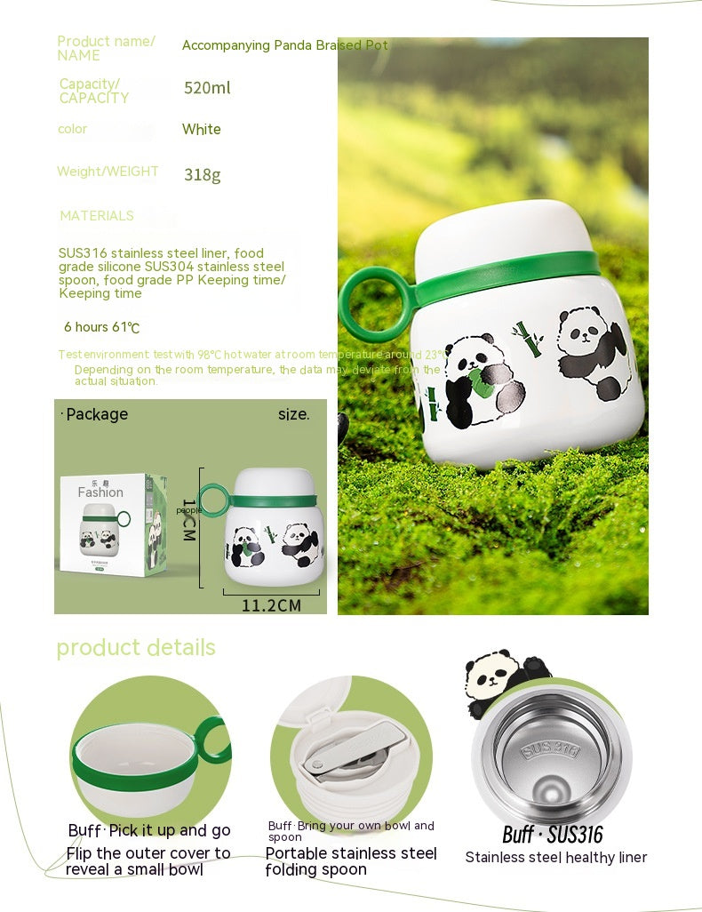 Insulated Panda Mug Stainless Steel Travel Water Cup Gift for Kids & Adults