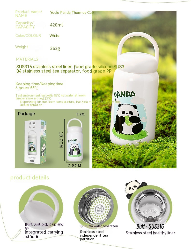 Insulated Panda Mug Stainless Steel Travel Water Cup Gift for Kids & Adults