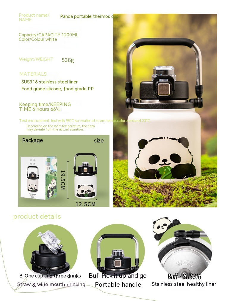 Insulated Panda Mug Stainless Steel Travel Water Cup Gift for Kids & Adults