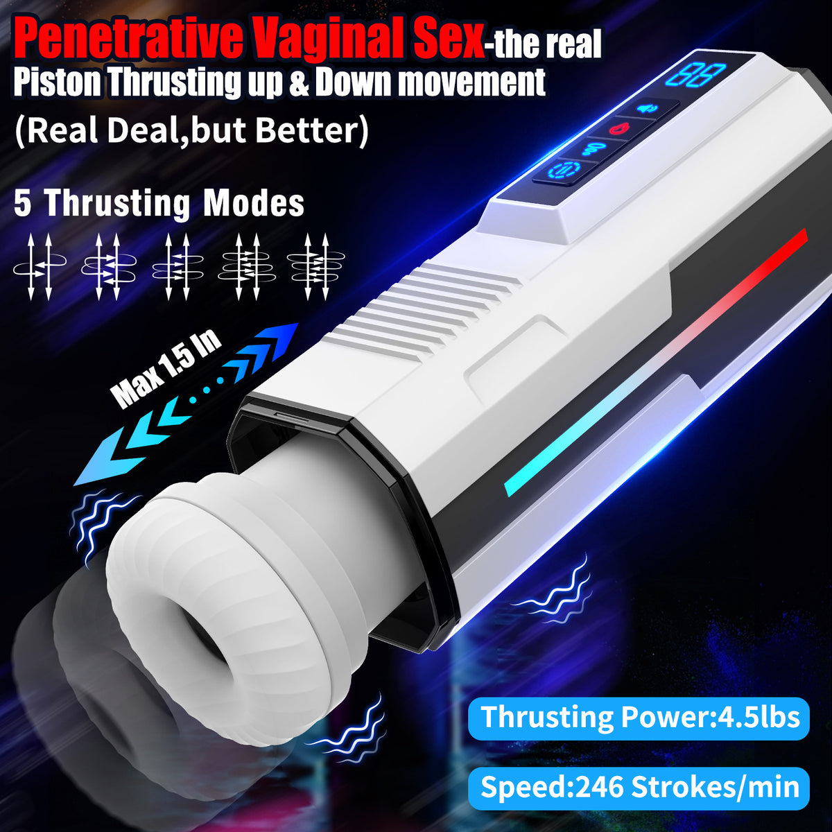 Automatic Retractable Men’s Adult Wellness Toy - Silicone USB Rechargeable