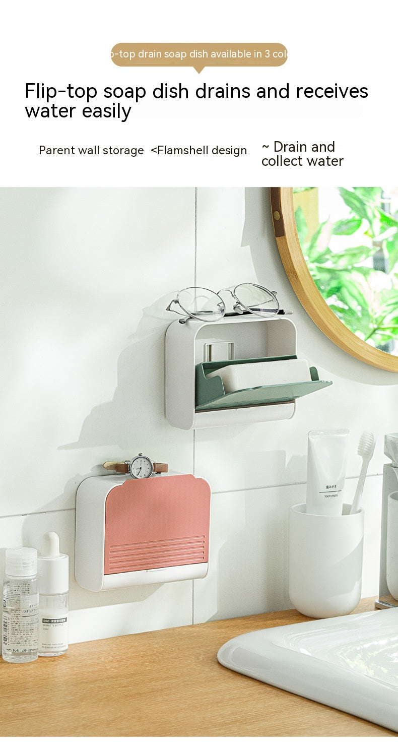 Punch-Free Dustproof Wall-Mounted Cotton Swab Storage Box Bathroom Organizer