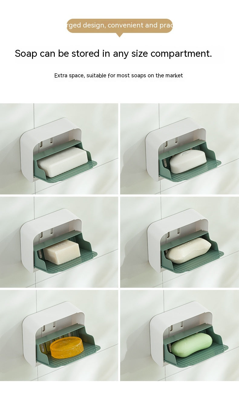 Punch-Free Dustproof Wall-Mounted Cotton Swab Storage Box Bathroom Organizer