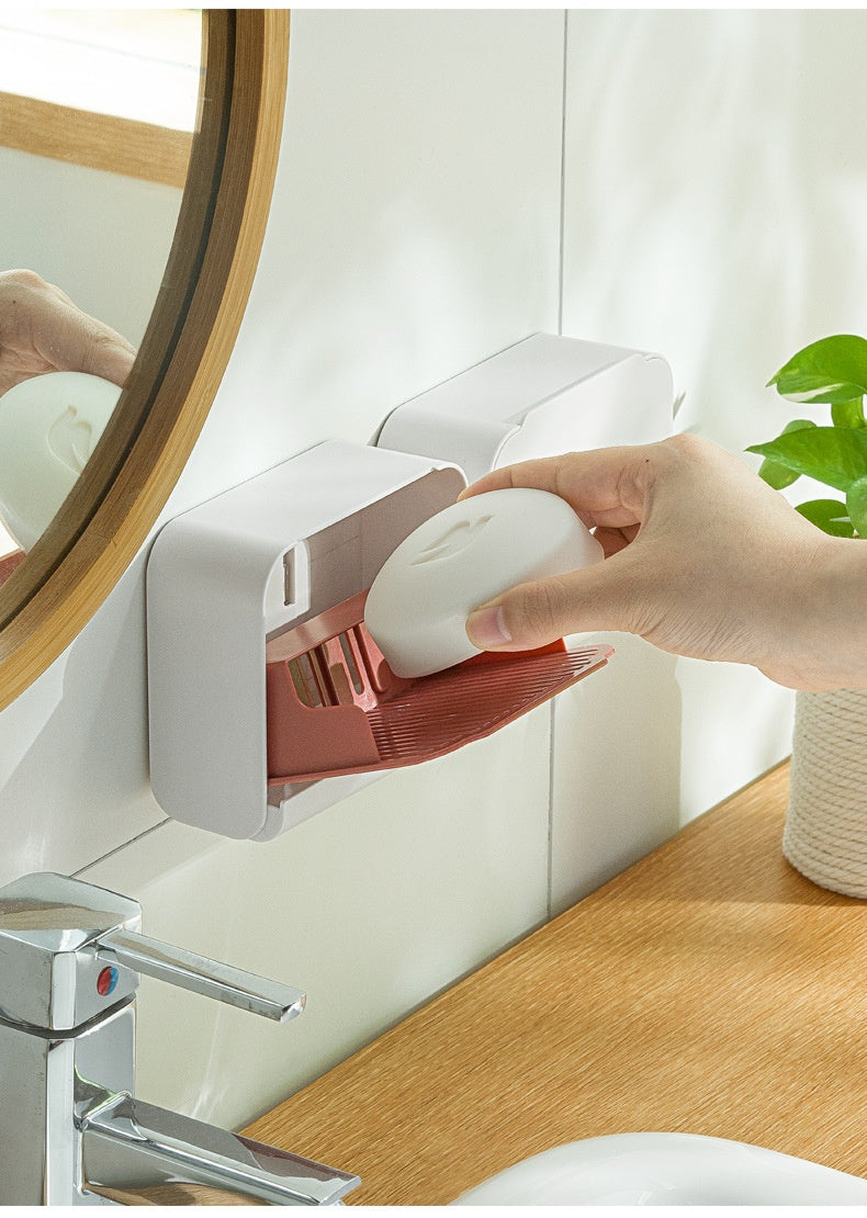 Punch-Free Dustproof Wall-Mounted Cotton Swab Storage Box Bathroom Organizer