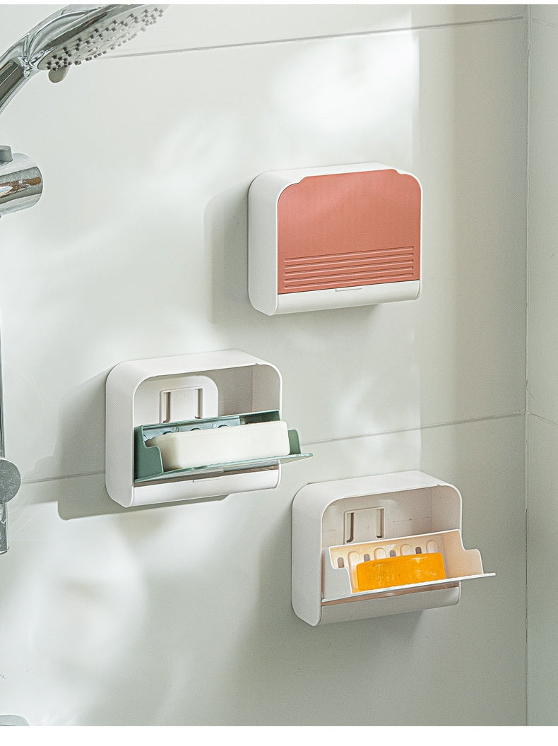 Punch-Free Dustproof Wall-Mounted Cotton Swab Storage Box Bathroom Organizer