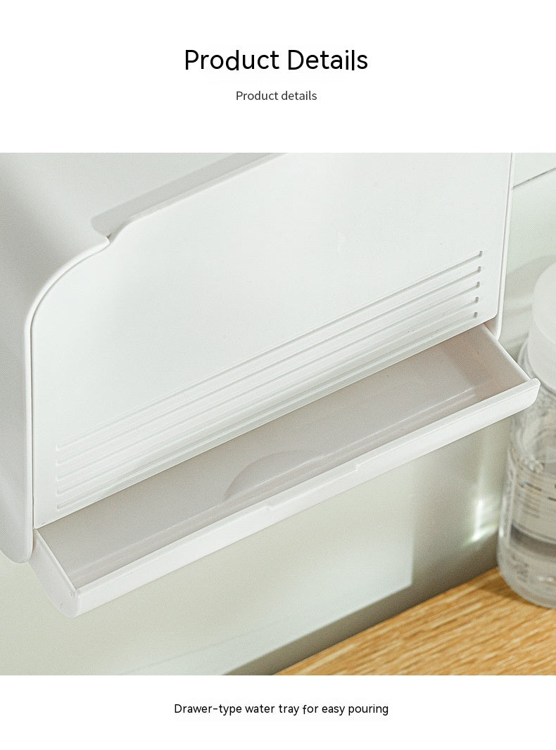 Punch-Free Dustproof Wall-Mounted Cotton Swab Storage Box Bathroom Organizer