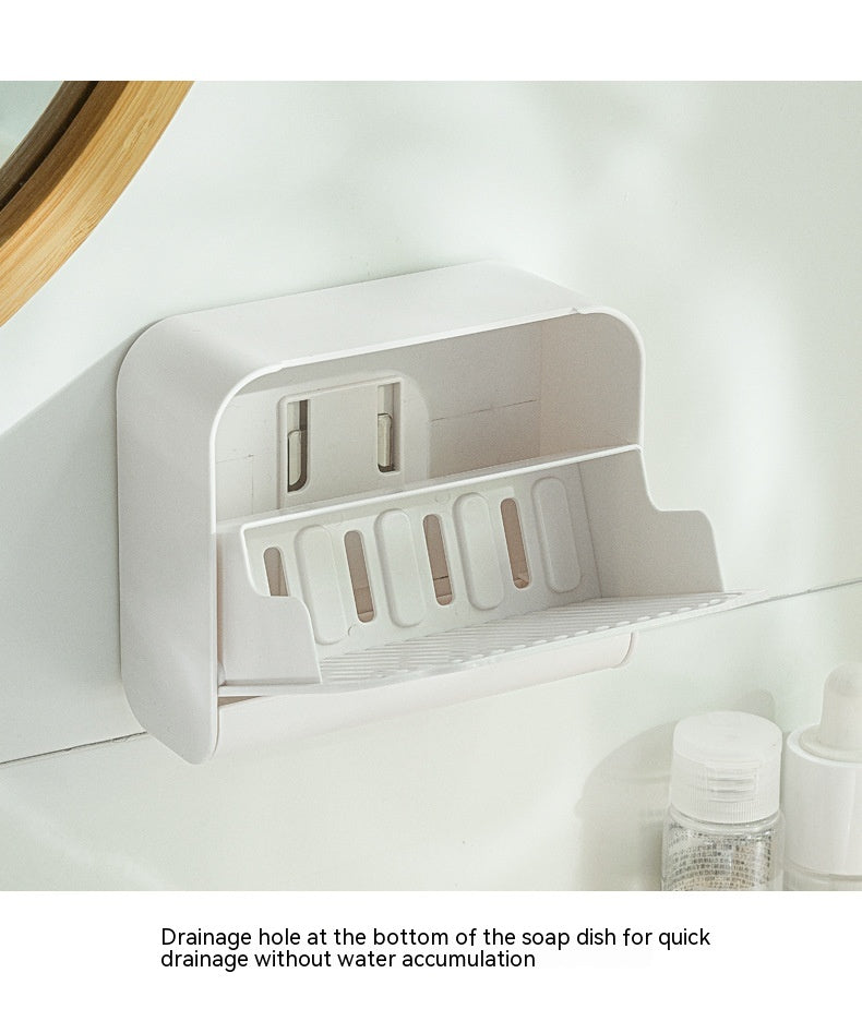 Punch-Free Dustproof Wall-Mounted Cotton Swab Storage Box Bathroom Organizer