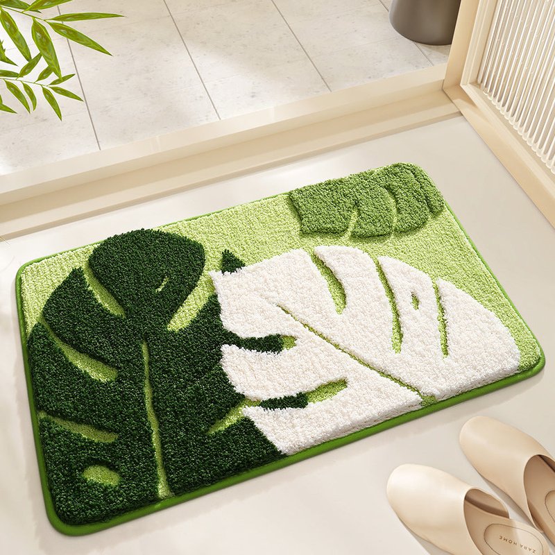 Non-Slip Bathroom Floor Mat with High-Low Velvet Pattern - Multiple Sizes & Styles