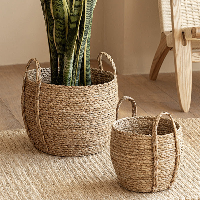 Handmade Vine Woven Flower Basket with Handle - Rustic Garden Decor
