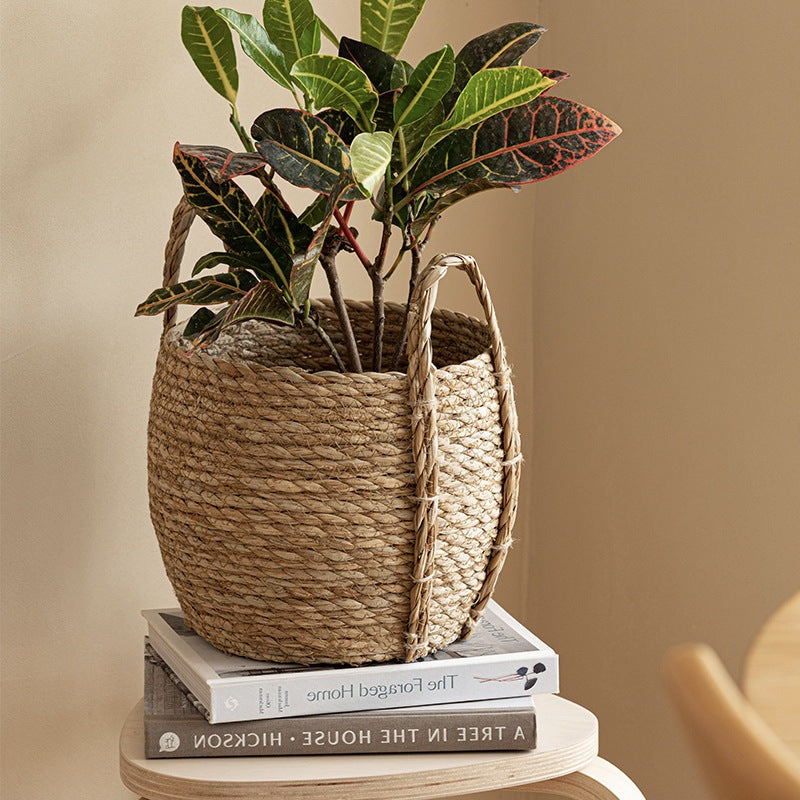 Handmade Vine Woven Flower Basket with Handle - Rustic Garden Decor