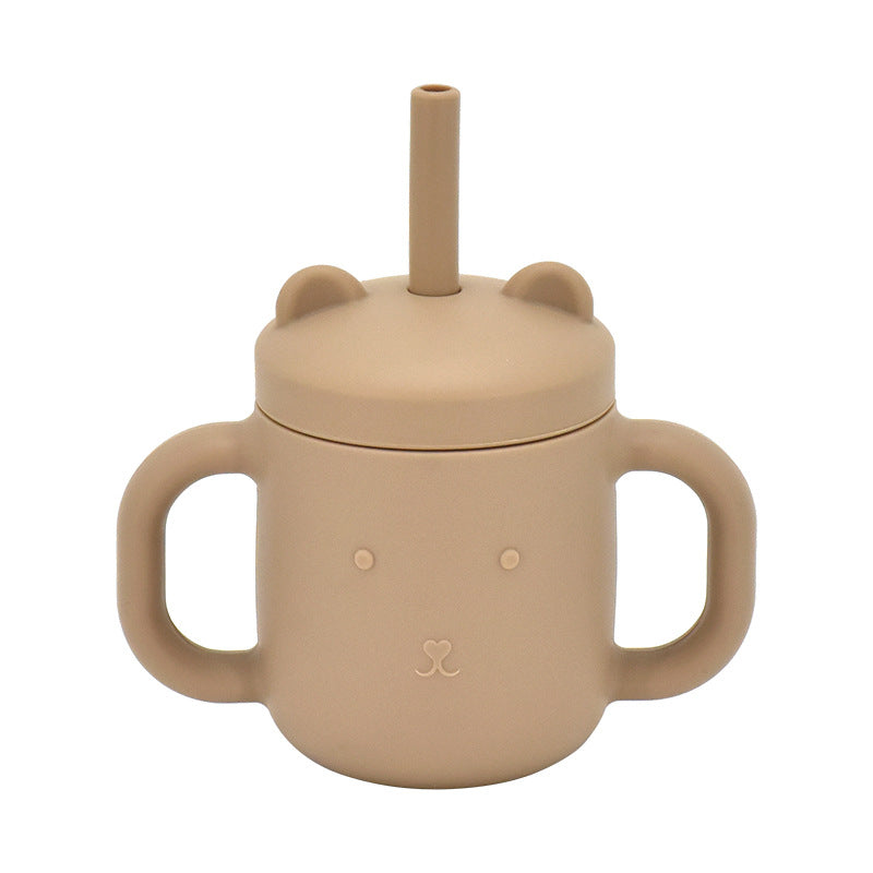Leak-Proof Silicone Children's Drinking Cup with Straw and Suction Base