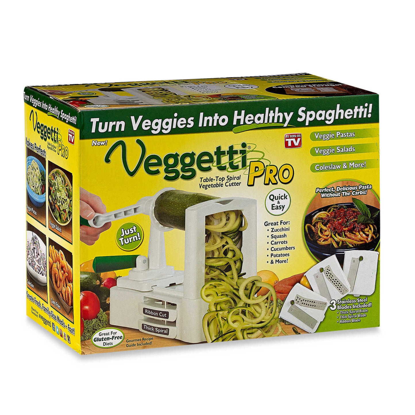 Multifunctional Spiral Vegetable Cutter with Hand Crank - White, 26x20x13cm
