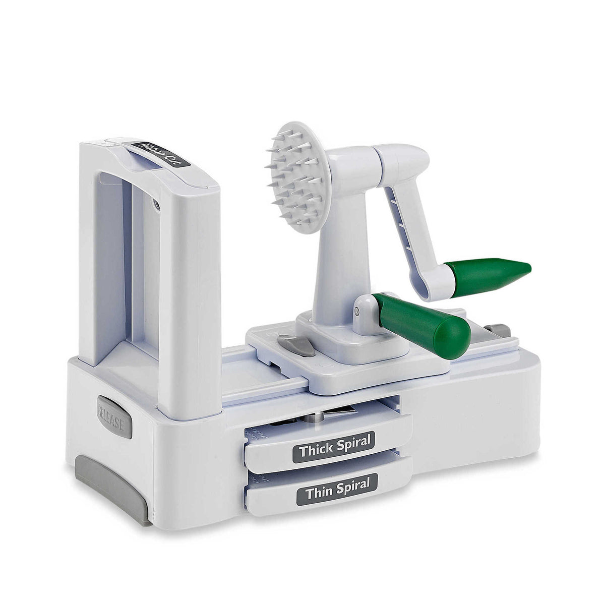 Multifunctional Spiral Vegetable Cutter with Hand Crank - White, 26x20x13cm