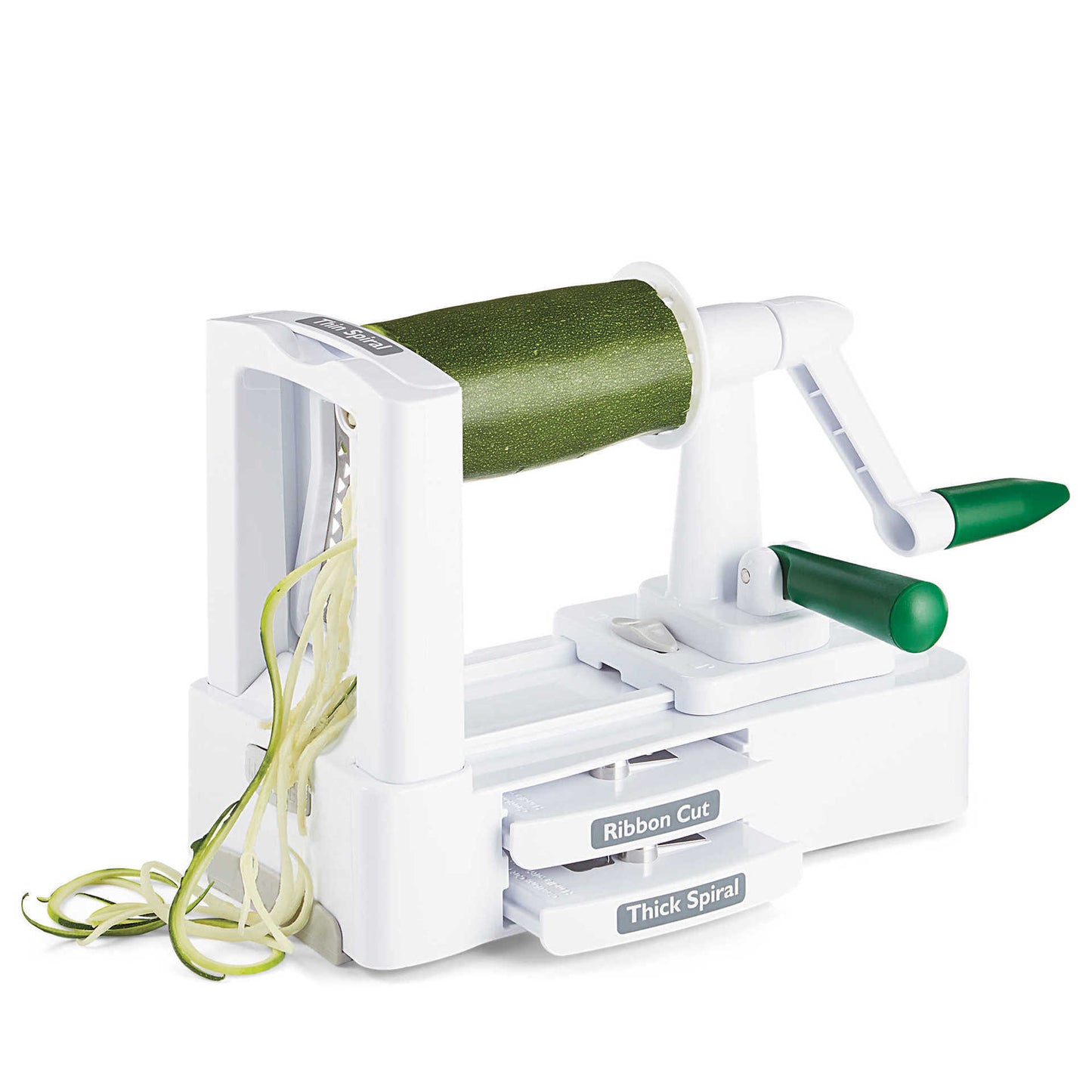 Multifunctional Spiral Vegetable Cutter with Hand Crank - White, 26x20x13cm