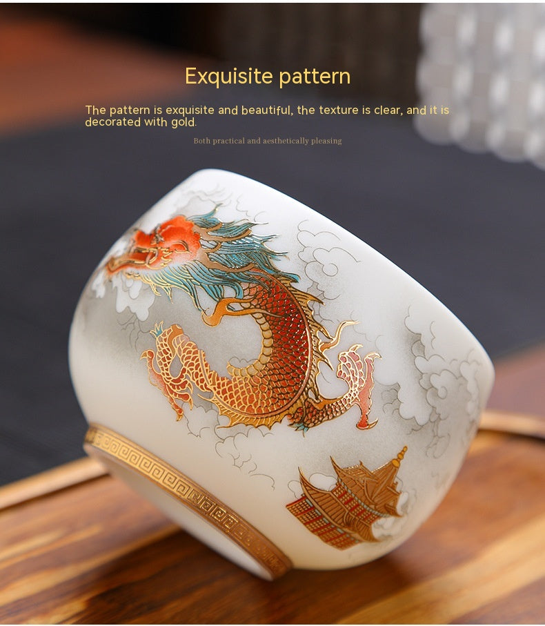 Dragon Year Gift Mutton Fat Jade Ceramic Cup - Single Drinkware