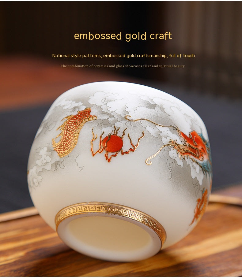 Dragon Year Gift Mutton Fat Jade Ceramic Cup - Single Drinkware