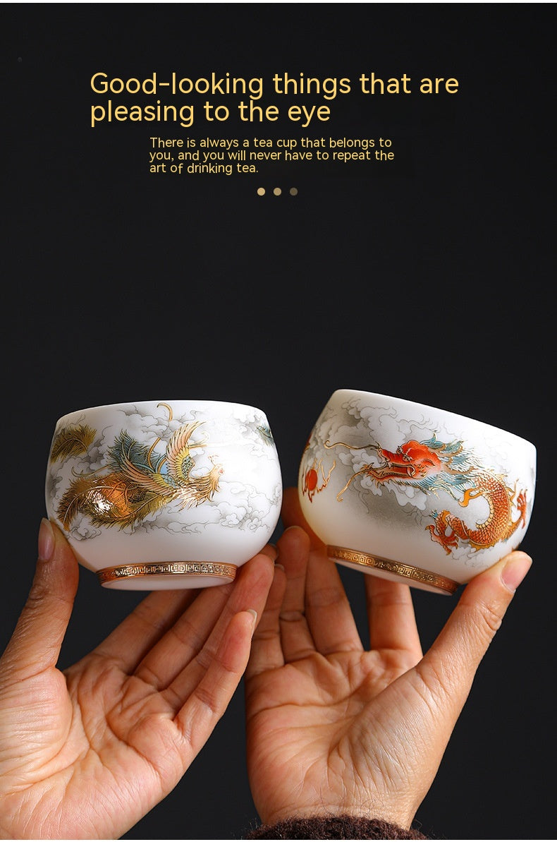 Dragon Year Gift Mutton Fat Jade Ceramic Cup - Single Drinkware