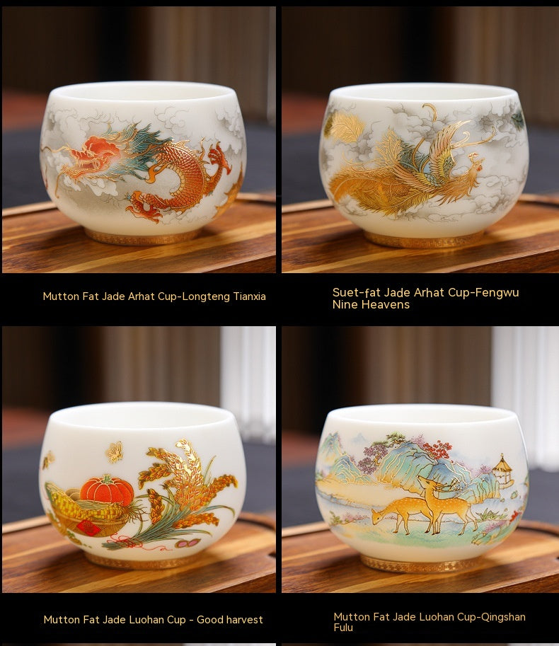 Dragon Year Gift Mutton Fat Jade Ceramic Cup - Single Drinkware