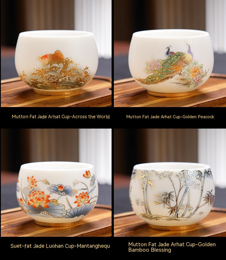 Dragon Year Gift Mutton Fat Jade Ceramic Cup - Single Drinkware