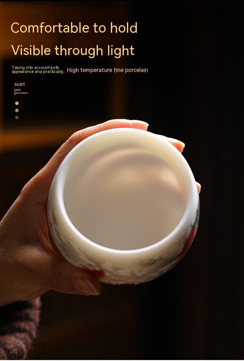 Dragon Year Gift Mutton Fat Jade Ceramic Cup - Single Drinkware
